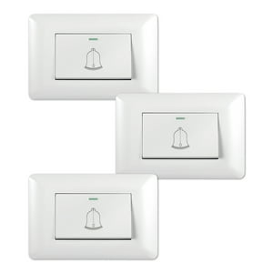 Genérico - Pack 3 Timbre Interruptor Pulsador Simple 10A 250V Diseño Campana Blanco