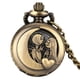thumbnail image 1 of Vintage Bronze Small Size Little Romantic Quartz Steampunk Pocket Watch FOB Chain Cosplay Souvenir Gifts For Women, 1 of 2
