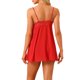 thumbnail image 3 of INSPIRE CHIC Camisón de Encaje sin Mangas para Mujer con Escote en V, Vestido de Dormir Mini con Tirantes Ajustables y Bragas a Juego, Ropa de Casa Suave S Rojo, 3 of 5