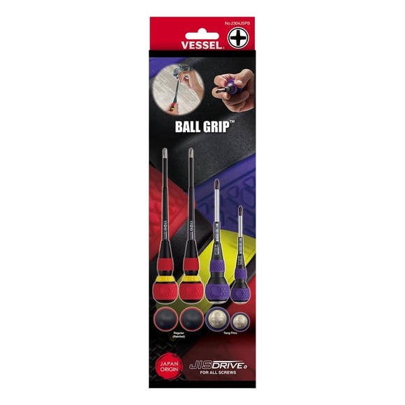 Juego de destornilladores VESSEL BALL GRIP JISDRIVE de 4 piezas con matraca
