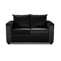 Vitelio - Sofá 2 Cuerpos Negro Felpa