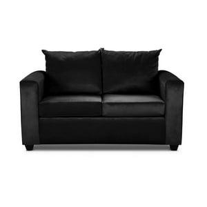 Vitelio - Sofá 2 Cuerpos Negro Felpa