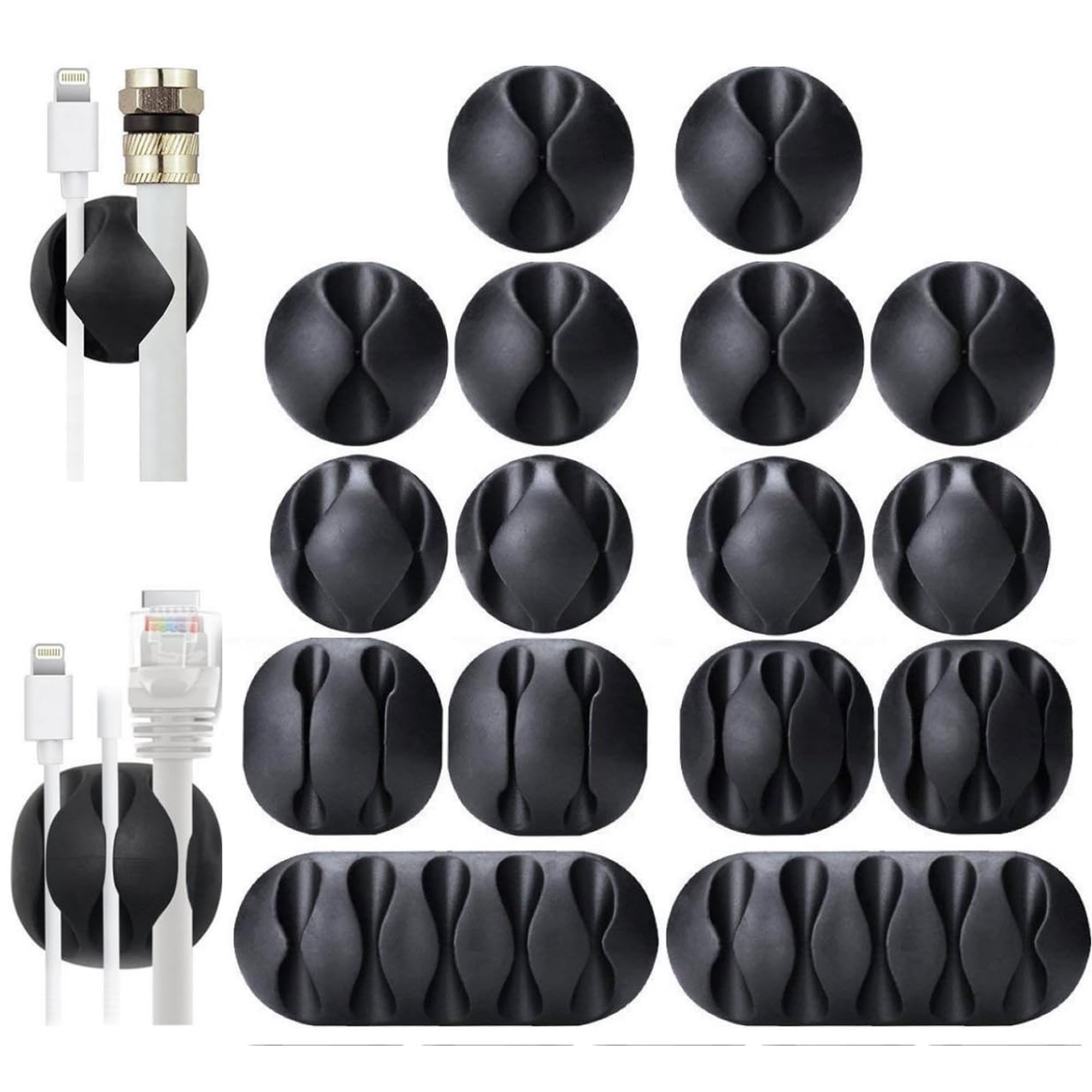Cable Clips Ohill, Paquete De 16 Soportes Para Cables Autoadhesivos, Color Negro