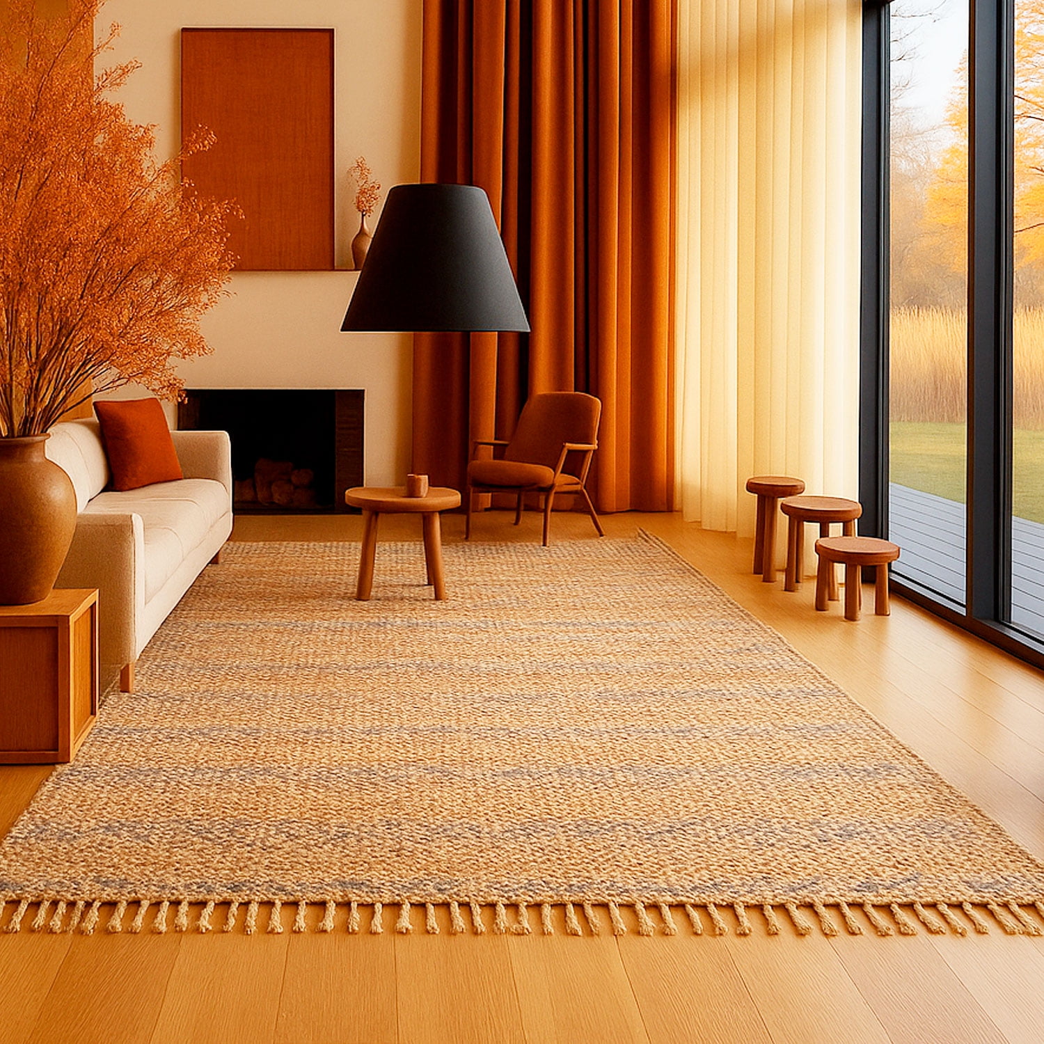 Bazhars - Alfombra 190x290 Cm Yute Heri Hw Nmulti Bk