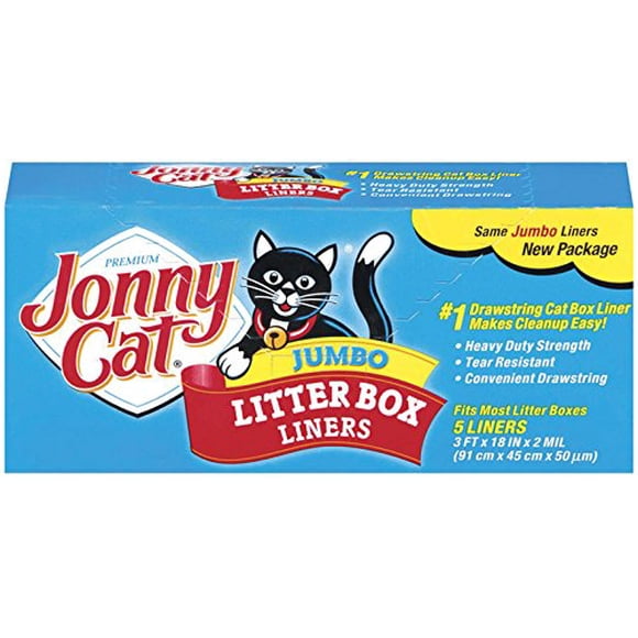 PET-4-ALL JONNY CAT Forros Jumbo para Caja de Arena con Cordón, Paquete de 5