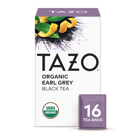 Tea TAZO Organic Earl Grey Black con cafeína, 16 bolsitas de té
