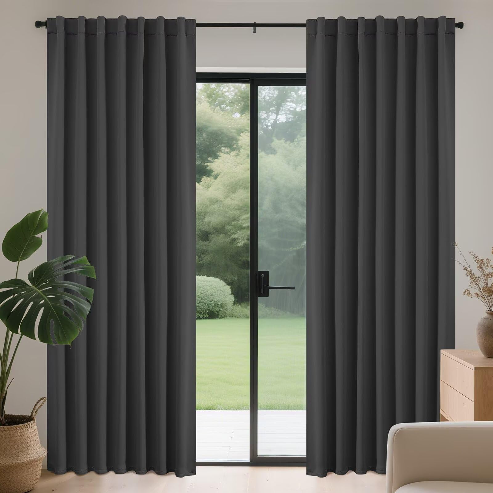 Cortinas Joydeco De 183 Cm, Gris Opaco, Reductoras De Ruido, 2 Paneles