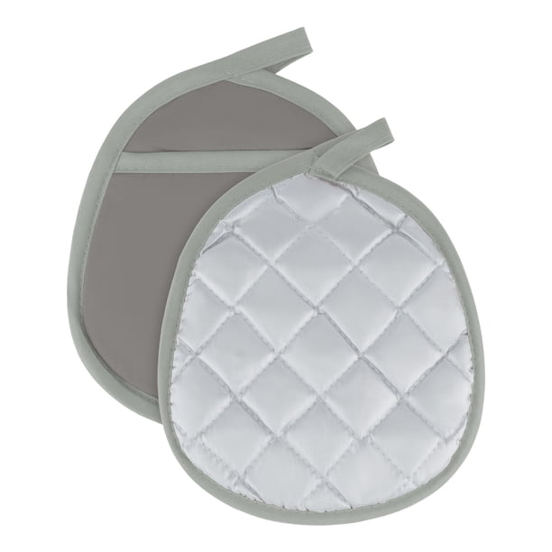 REGALWOVEN Agarradores de Algodón y Lino, Salvamanteles Resistentes al Calor para Cocinar y Hornear en tu Cocina Gris 4 piezas