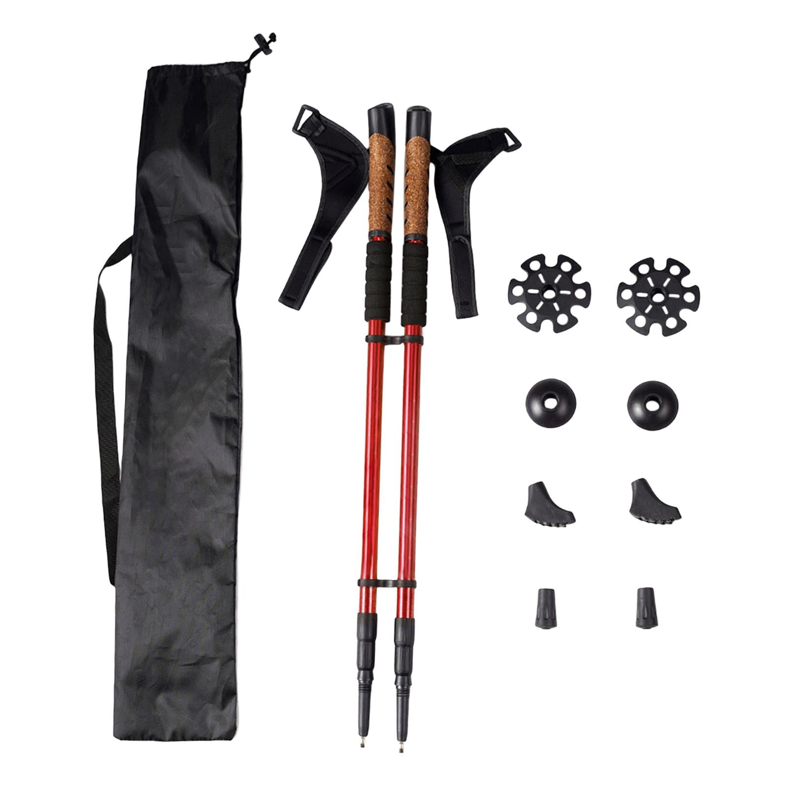 Ioensy - 2 Bastones Telescópicos Para Trekking De Montaña, Para Mochileros, Excursionistas Y Caminatas, Color Rojo