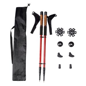 Ioensy - 2 Bastones Telescópicos Para Trekking De Montaña, Para Mochileros, Excursionistas Y Caminatas, Color Rojo