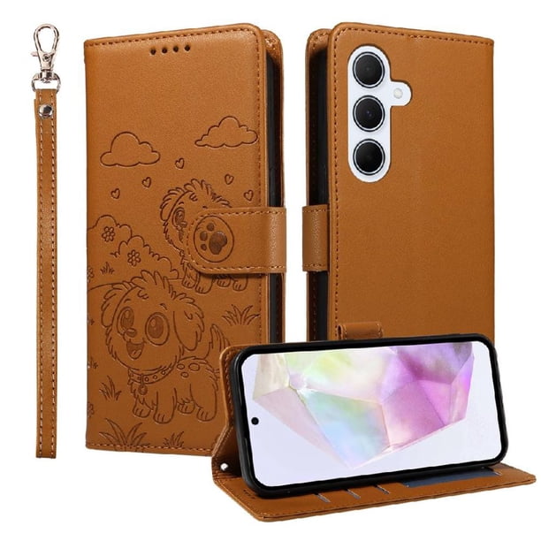 Funda Billetera FOXDOCK Compatible con Samsung Galaxy A35 5G, Diseño Perrito Tierno, Ranuras para Tarjetas y Soporte Plegable