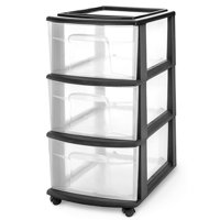 Carrito Organizador De Almacenamiento Homz Drawer Tower, 3 Niveles, Plástico Transparente