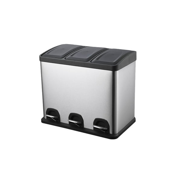 Basurero Acero Inox con Pedal 3x15 Lt