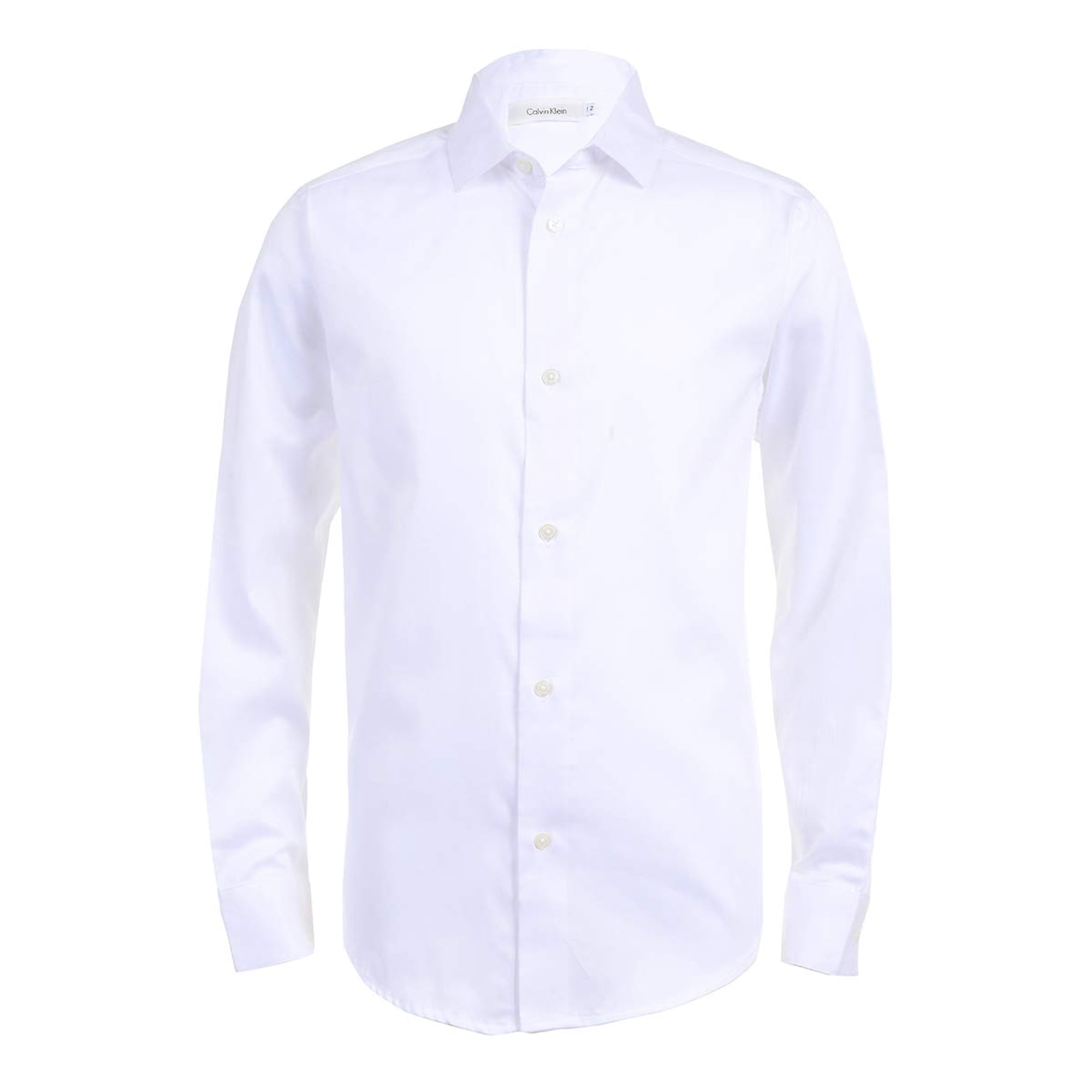 Camisa Calvin Klein Vestido De Satén De Manga Larga Para Niños, Blanco 12