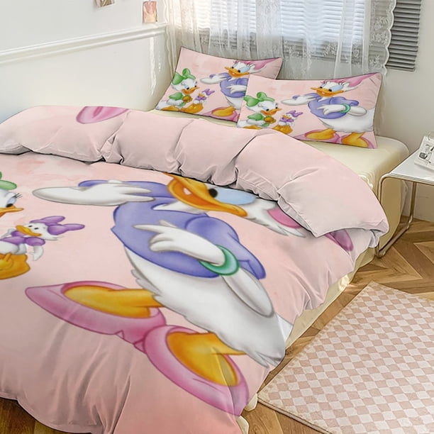 Daisy Duck Print Bedding Set Pattern Duvet Cove Set 3 Pieces 1 Quilt Cover And 2 Pillowcases for Women Men Teens