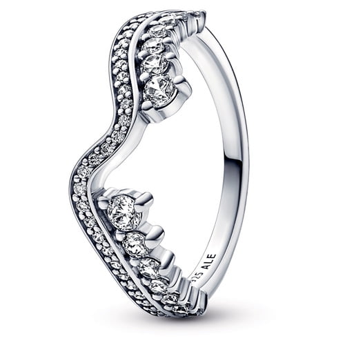 Anillo Pandora Sparkling Asymmetric Wave
