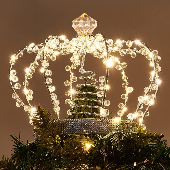 Corona iluminada con diamante para árbol PEIDUO 24 x 20 cm