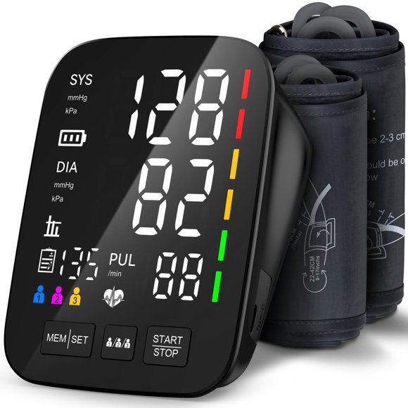 Monitor de presión arterial AQESO 5\" LED 3 usuarios 2 manguitos 23-53 cm