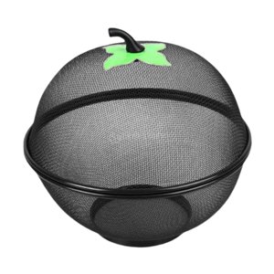 Magideal - Cesta De Frutas De Malla Con Tapa, Cesta De Alambre De Metal, Cuenco De Almacenamiento Para Aperitivos, Frutero Decorativo Para Decoración Del Hogar, Negro