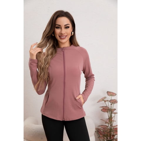 Likeshop - Poleron Deportivo Mujer Elasticado Corte Entallado Cierre 017