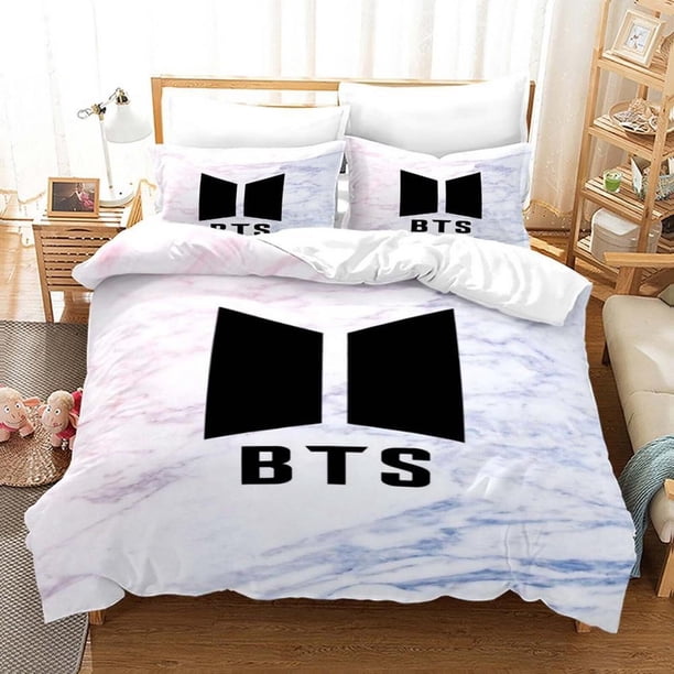 BTS Bangtan Boys Quilt Duvet Cover Set Bed Linen Bedclothes Kids Soft3-Piece Bedding Set