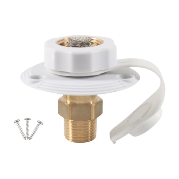 Kit de entrada de agua para RV, con válvula de retención, conector de latón para entrada de agua para remolque y caravana. Blanco