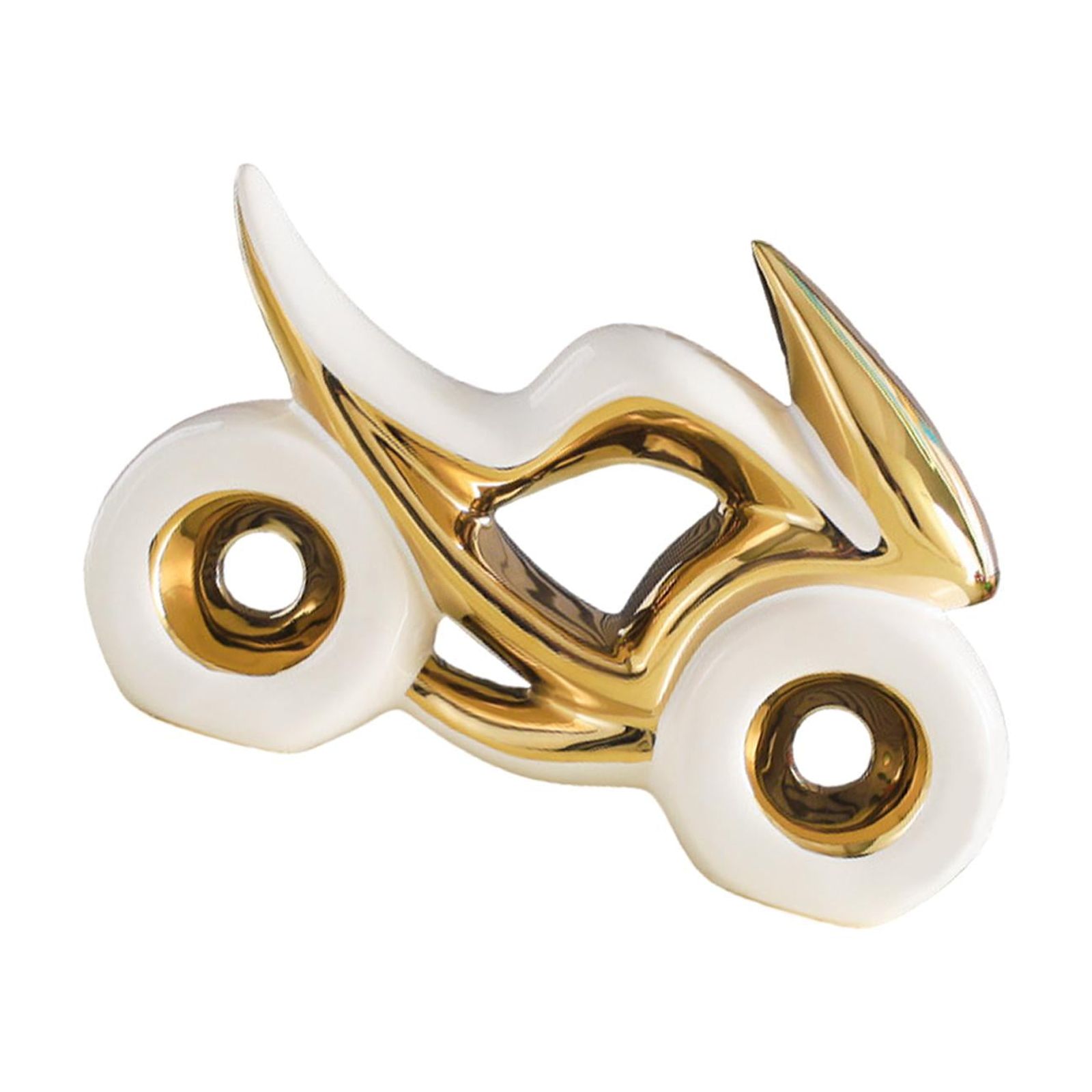 Magideal - Estatua De Motocicleta, Escultura Moderna, Arte Artesanal, Estatuilla Decorativa Simple, Adorno De Escritorio De Cerámica Para Estante, Oficina, Decor Blanco