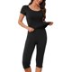 thumbnail image 1 of INSPIRE CHIC Conjunto de Pijama Capri para Mujer con Volantes, Manga Corta, Cuello en U, Pantalones Recortados, Ropa de Casa Refrescante de Verano XL Negro, 1 of 6