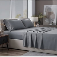 Riqui - Juego De Sabanas 2 Plazas Algodon 200 Hilos Gris