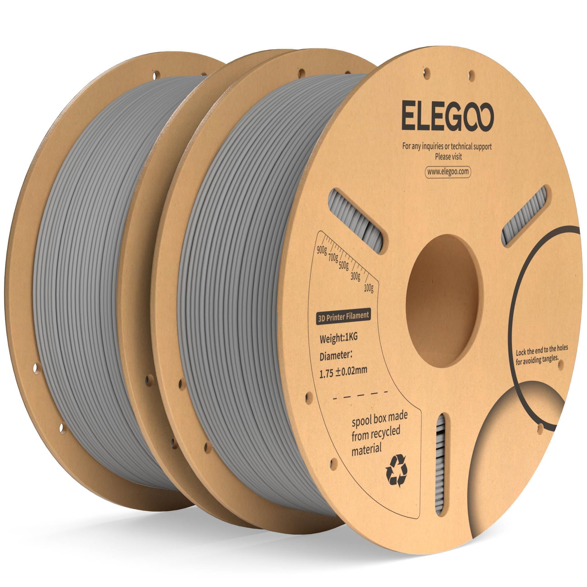 Filamento Para Impresora 3d Elegoo Pla Plus De 1,75 Mm, Color Gris, 2 Kg