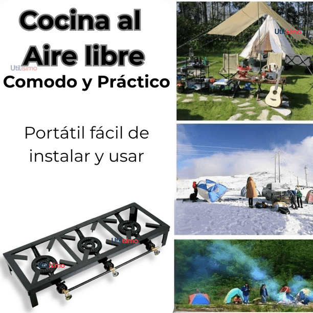 Fogón Cocina A Gas Licuado Platos Kit De Instalación Camping