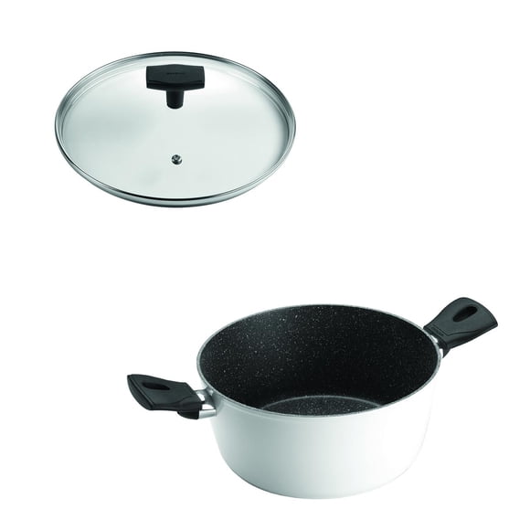 SET Olla 24cm 2 Asas Antiadherente Blanco con Tapa Daily
