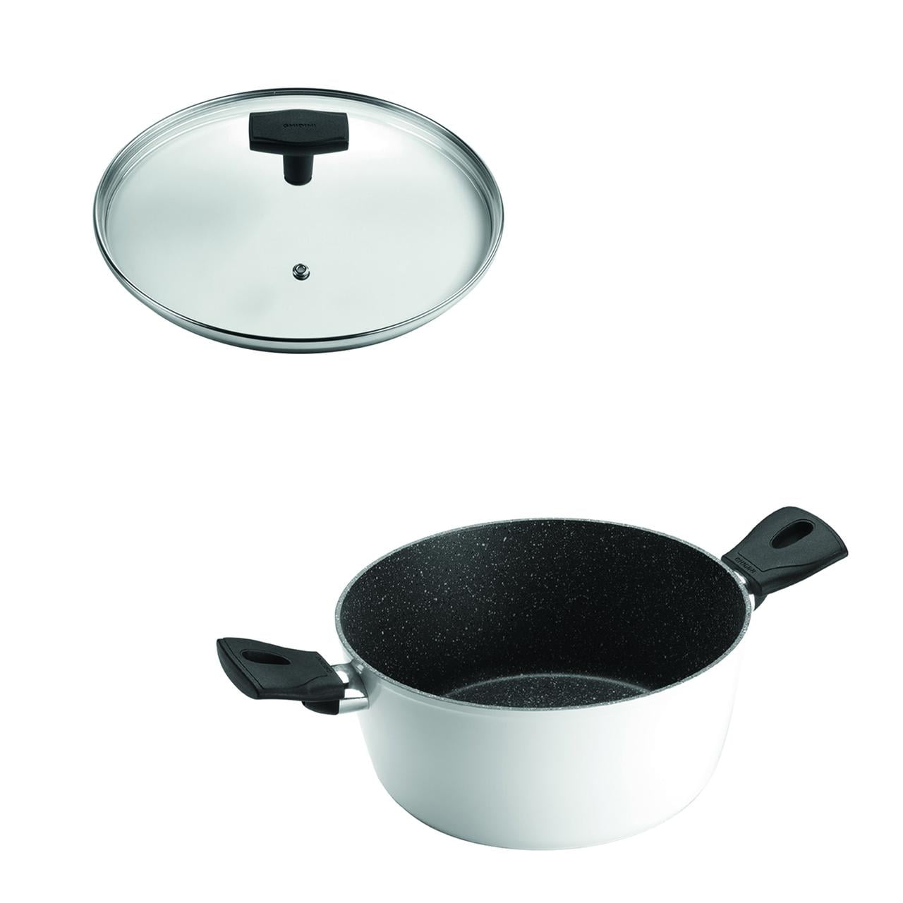 Ghidini - Set Olla 24cm 2 Asas Antiadherente Blanco Con Tapa Daily