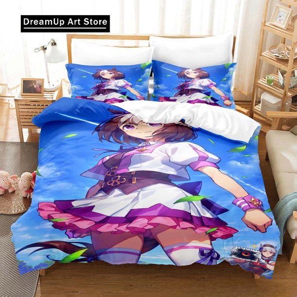 Kawii Girls Uma Musume Pretty Derby Bedding Set Bed Set Adult Kid Bedroom Duvetcover Sets
