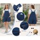 thumbnail image 4 of Agnes Orinda Women's Plus Size Escuela Colegio Peto Corto de Mezclilla con Tirantes Ajustables Monos Recortados con Bolsillo 1X Azul Oscuro, 4 of 8