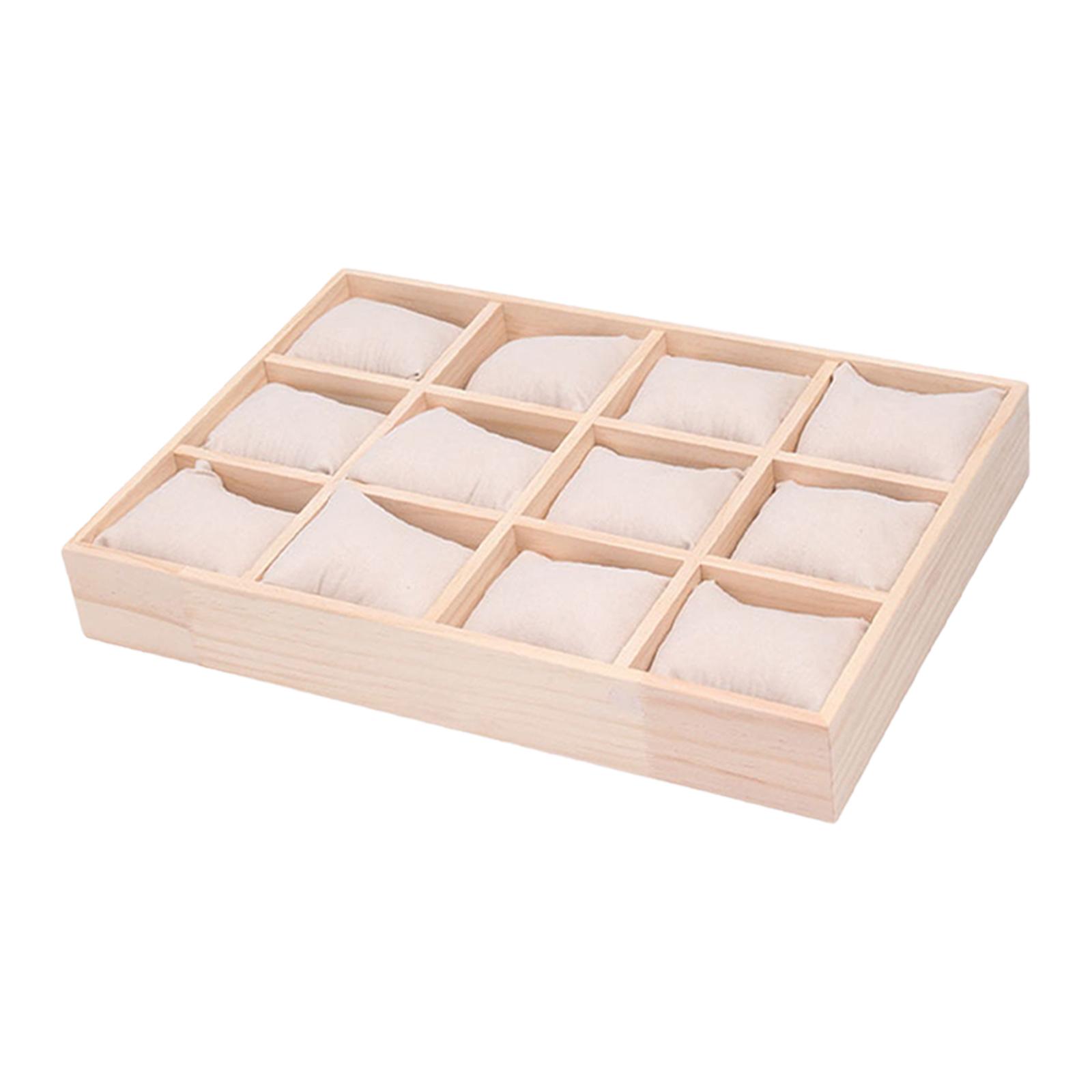 Magideal - Caja Organizadora De Relojes, Joyas Y Pulseras, Regalo Para El Día Del Padre Con Almohada, Versátil Y Portátil, Con 12 Ranuras Para Exhibir Relojes De Almohada Blanca Beige