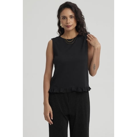 Fashionspark - Polera Mujer Basta Con Vuelos Negro
