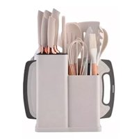 Genérico - Set 19 Utensilios Cocina Antiadherente Silicona Mango Madera