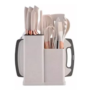 Genérico - Set 19 Utensilios Cocina Antiadherente Silicona Mango Madera