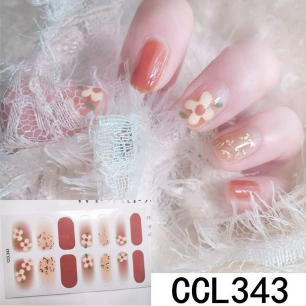 Y2K Spring Summer 3D Nail Strips Glossy Nail Strips Fashion Full Wraps Nail Polish Sticker Self Adhesive Nail Art Decal Strip For Women Nail Art DIY