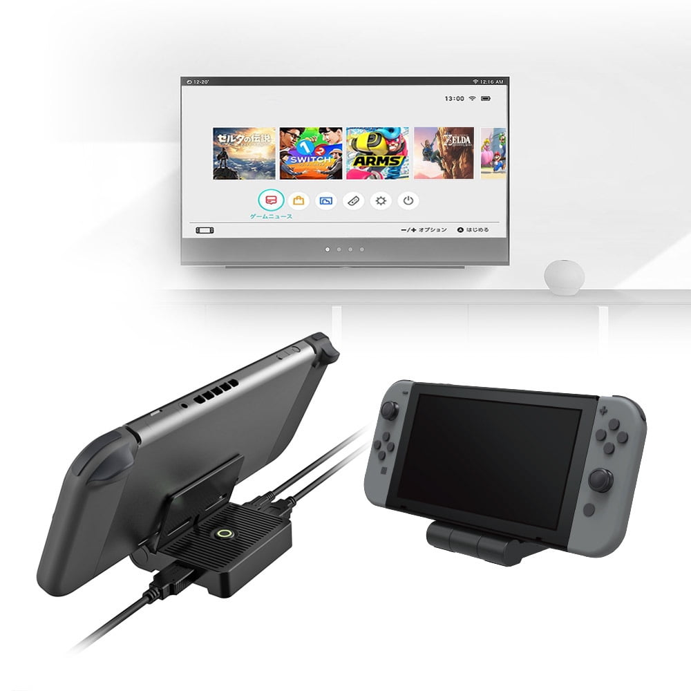 Genérico - Convertidor De Vídeo Hdmi Portátil Compatible Con Nintendo Switch - Estación De Carga Con Diseño Plegable Para La Consola Switch-negro