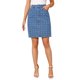 thumbnail image 1 of INSPIRE CHIC Falda de Mezclilla para Mujer de Cintura Alta con Puntos Suizos Desgastados Línea H Hasta la Rodilla Talla S Azul, 1 of 6