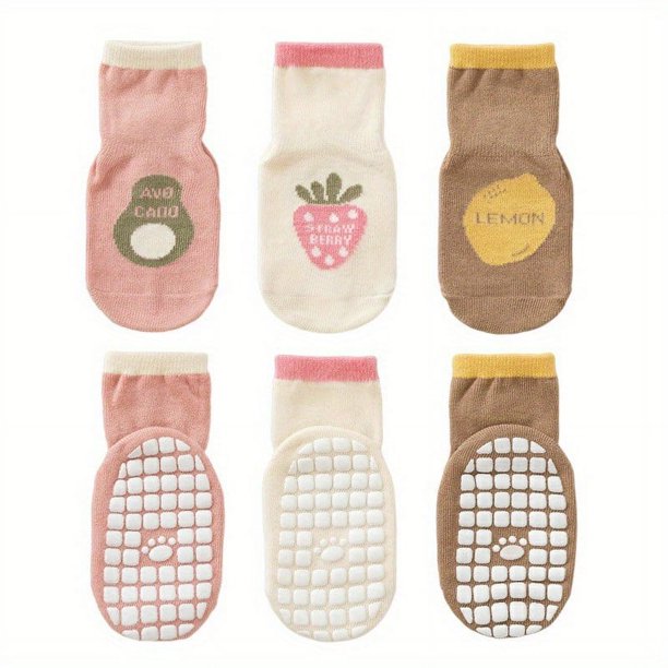 Keep Your Little Ones Safe and Stylish with 3 Pairs of Non-Slip Baby Floor Socks - Cute Cartoon Animal Graphics for Newborn Infant Boys and Girls