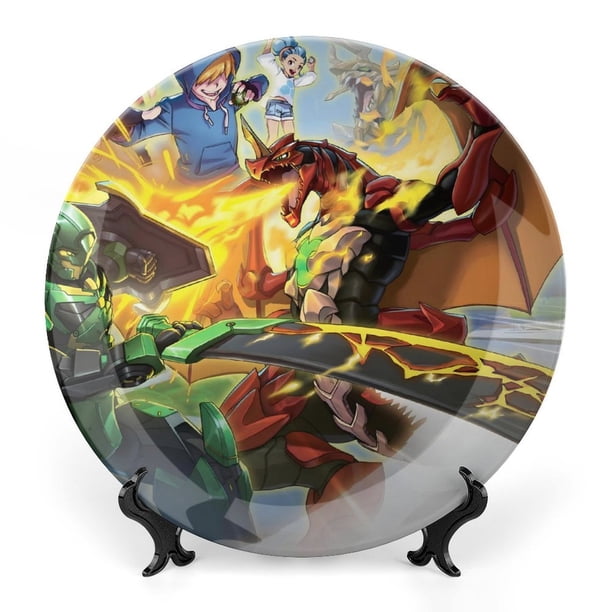 Bakugan Plato decorativo de porcelana fina (bone china), plato decorativo de cerámica para hogar, oficina, soporte de pared, platos decorativos para dormitorio - 6 pulgadas (15 cm)