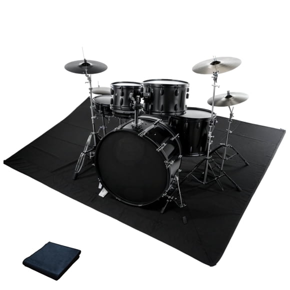Alfombrilla antideslizante Drum Rug Qintan para batería, 1,4 x 1,6 m, color negro