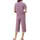 thumbnail image 3 of INSPIRE CHIC Conjunto de Pijama de Modal para Mujer Regreso a Clases Suave Camiseta de Manga Corta y Pantalones Capri Ropa de Dormir con Encaje para Primavera Verano S Púrpura, 3 of 6
