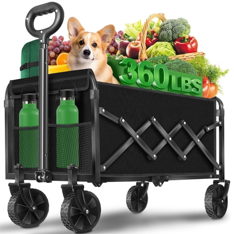 Vagón Plegable Ffq 2025 Mejorado Con Capacidad Para 360 Kg, Color Negro