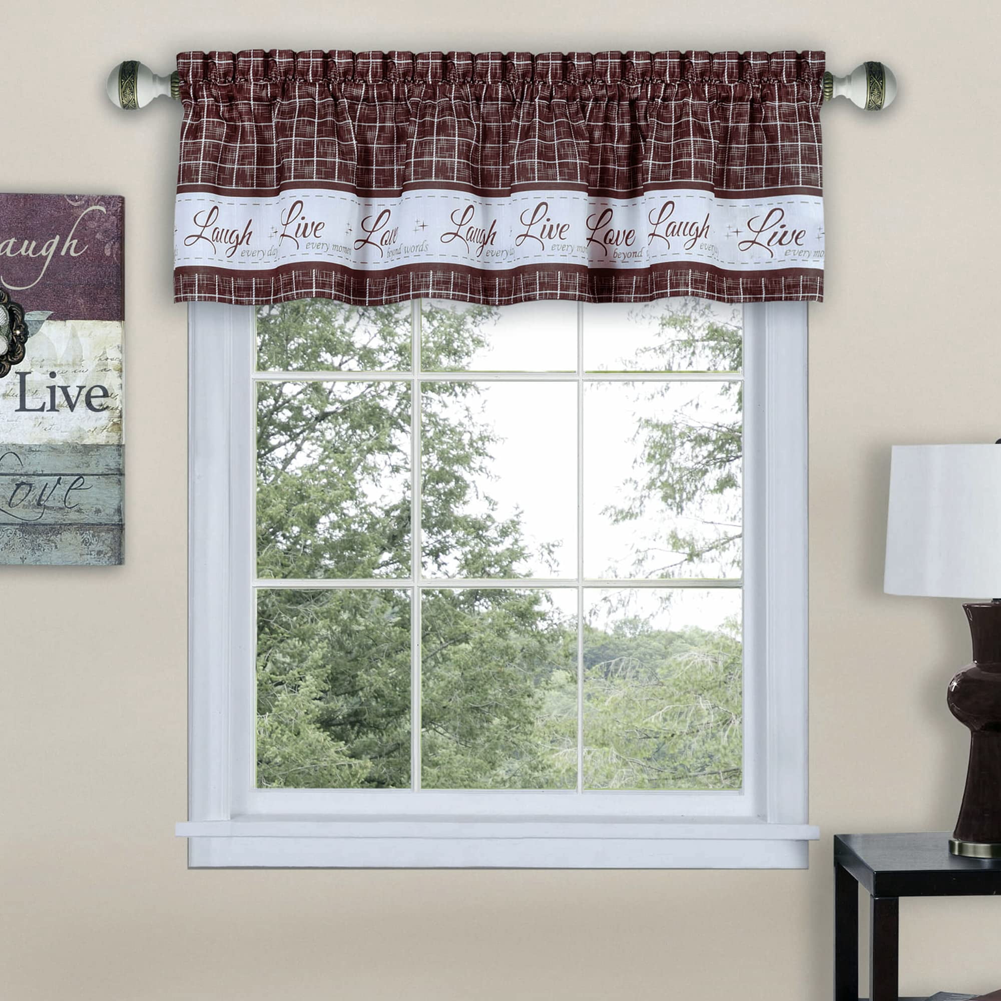 Cortinas Con Cenefa Achim Soft Live Love Laugh De 58 X 36 Cm
