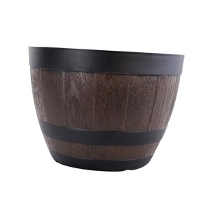 Magideal - Maceta De Jardín Con Barril De , Decoración De Jardín De Resina Rústica, Maceta Clásica Desgastada Para Flores, Maceta Para Exteriores, Macetas , 15 Pulgadas