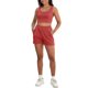 thumbnail image 2 of ATHLECHIC Conjuntos de 2 Piezas para Mujer, Tops Cortos de Punto Acanalado con Bolsillo y Shorts, S Rojo, 2 of 5